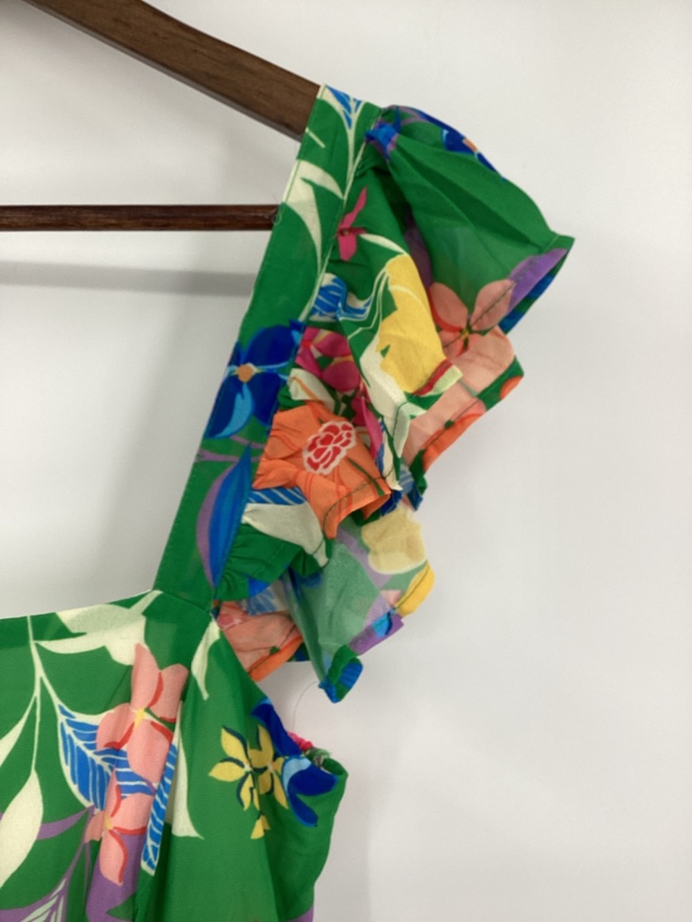 Flying Tomato Green Floral Ruffle Maxi Dress with Multicolor Floral Print - Picture 4 of 13